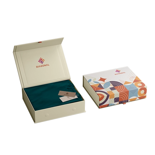 Apparel rigid boxes with full colour printing, matte lamination and magnetic closure, suitable for premium apparel brands