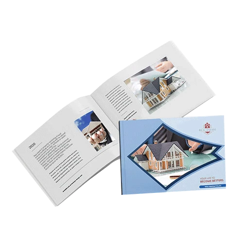 Letter size booklet with perfect binding, designed for real estate business

