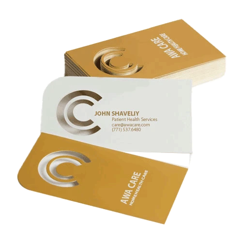 Die cut business cards with round edges
