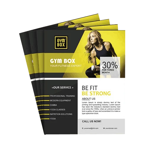 Branded flyers for a gym brand, including full colour printing, membership benefits and contact information