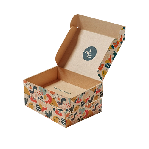 Mailer style shipping boxes with multi colour printing on eco-friendly kraft corrugated material